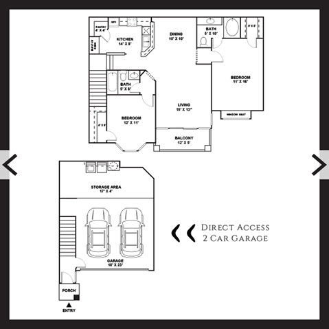 2 Bedroom 2 Bath 1,101 sf