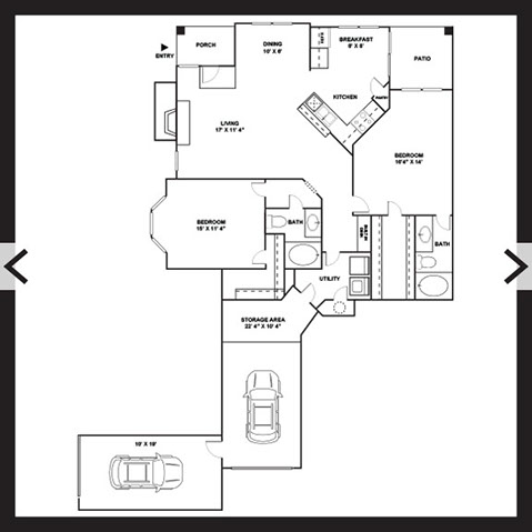 2 Bedroom 2 Bath 1,305 sf